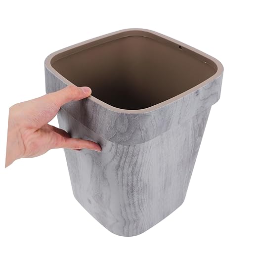 Cabilock Unique Wood Grain Pattern Trash Can Indoor Paper Wastebasket for Kitchen Bathroom Living Room Office Sturdy Sturdy No Lid Light Grey