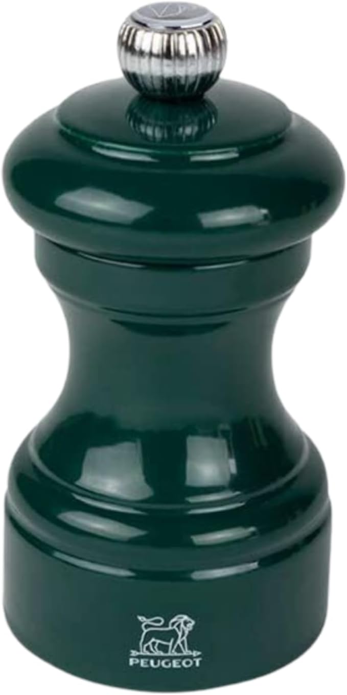 Peugeot Bistro Pepper and Salt Mill Set, 4in - Beechwood Mills with Adjustable Grinding - For Peppercorns and Rock Salt, Corrosion-Resistant - Essential Kitchen Tools (Blue/Green)