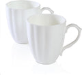Fine Bone China Coffee Mugs Set of 2 (12 oz), White Pumpkin Shaped Tea Cups, Lightweight Ceramic Coffee Mugs for Women, DIY Gifts for Festival, Microwave Oven and Dishwasher Safe