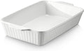 DOWAN Casserole Dish, 9x13 Ceramic Baking Dish, Large Lasagna Pan Deep for Oven, 4.2 Quarts Baking Pan with Handles, Oven Safe and Durable Bakeware for Lasagna, Home Decor, Wedding Gift, Soft White