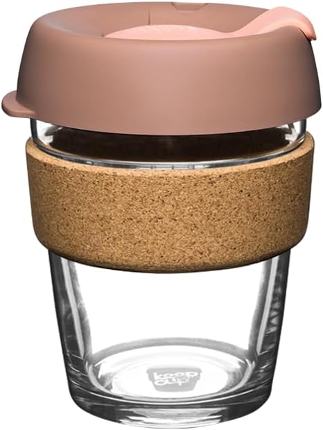 KeepCup Brew Cork, Reusable Glass Tumbler with Natural Cork, Tall Coffee Cup 12oz/340ml - Frappe