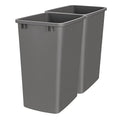Rev-A-Shelf Polymer Replacement 35 Quart Trash Bin Recycle Waste Garbage Container for Kitchen Cabinet Pullouts, Gray, 2 Pack, RV-35-13-2