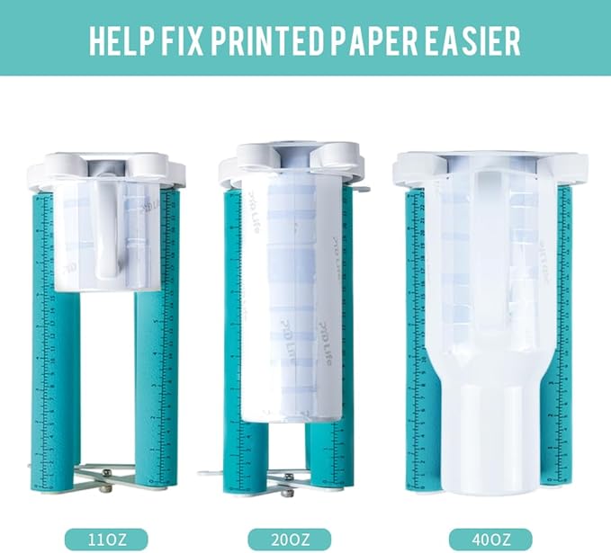 PYD Life Cup Tumbler Cradle Holder for Sublimation Craft Mint Green with White Plastic Tumblers Cups Clamp Clip,with Foam Measurements 3 Adjustable Width