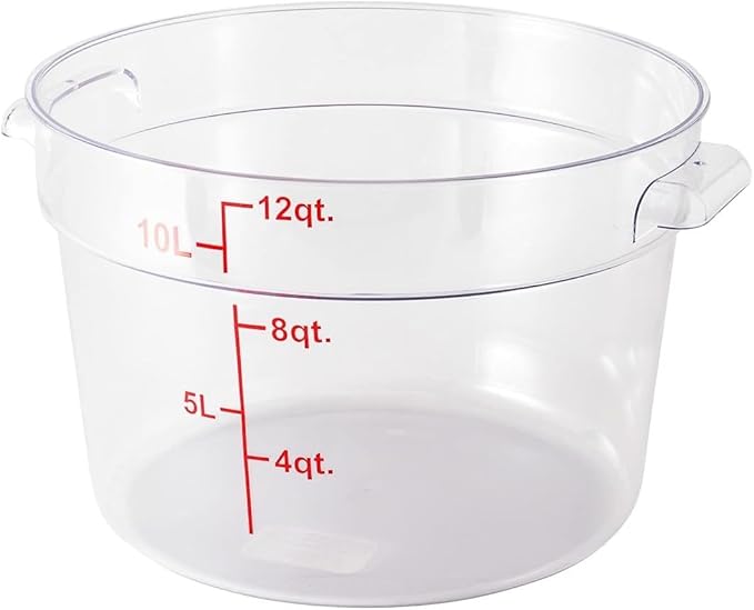 Soro Essentials- 12 qt. Polycarbonate Round Food Storage Container with Graduated Markings Clear Color- Stackable Storage Bin Food Container with Handle for Pantry Organizer Storage Kitchen Fridge