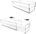 Isaac Jacobs 2-Pack Clear Expandable Storage Bins - Extra Small, 11"-19" L x 3.9" W x 3.1" H, Plastic Organizer with Cut-Out Handles, Adjustable Length from 11-19" for Home, Kitchen & Office