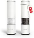 LARS NYSØM Salt and Pepper Grinder Set Manual, Stainless Steel Salt and Pepper Mills with Adjustable Ceramic Grinder I Design Spice Shakers (Pure White)