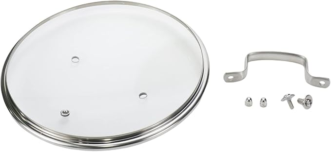 9 Inch Clear Glass Pot Lid for Frying Pan Replacement Cover Can Withstand 356°F (180℃) with Stainless Steel Arch Bridge Handle,Matte Silver