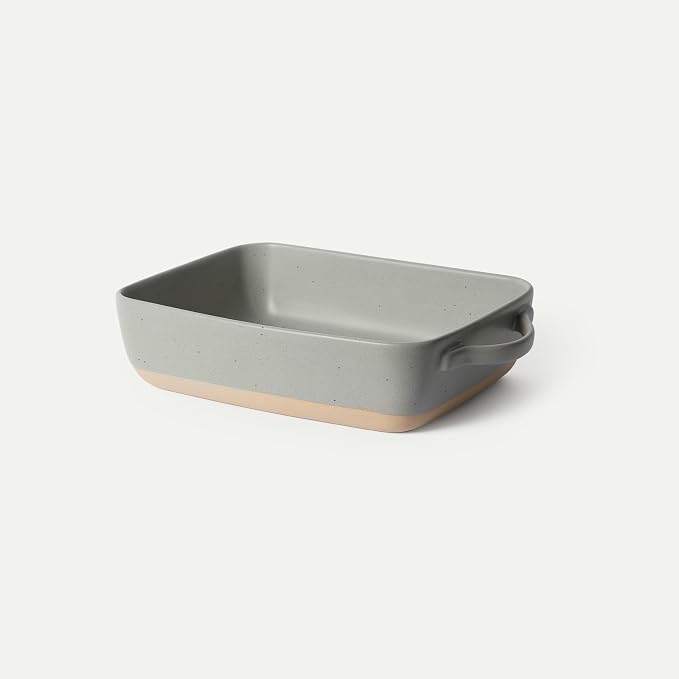 Mora Ceramic Baking Dish with Handles For Casserole, Lasagna, Gratin, Broiling, Roasting, and Baking. Large 9x13 in Pan, Extra Deep - Porcelain Serving Bakeware from Oven to Table. Freezer Safe - Peppercorn