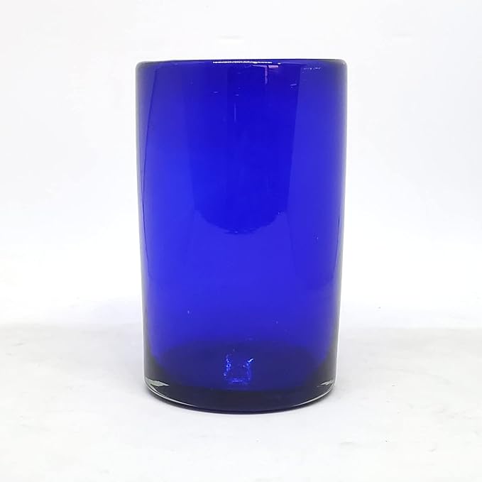 Solid Cobalt Blue 14 oz Drinking Glasses (set of 6), Recycled Glass, Lead-free, Toxin-Free (14oz Drinking)