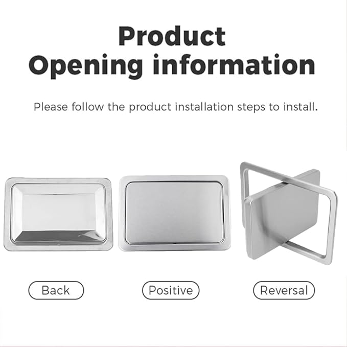 Flap Trash Bin Lid Embedded Countertop Built-in Garbage Can Square Swing Cover Stainless Steel Balance Flap Cover, for Kitchen Bedroom Workbench Office Desk,-Black,Silver,Silver