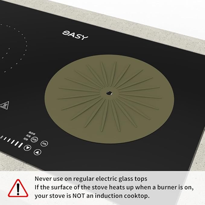 Induction Cooktop Protector 10" (26cm), Induction Cooktop Mat - Silicone Fiberglass Scratch Protector - for Induction (Magnetic) Stove - Non Slip Pad to Prevent Pots from Sliding (Green)