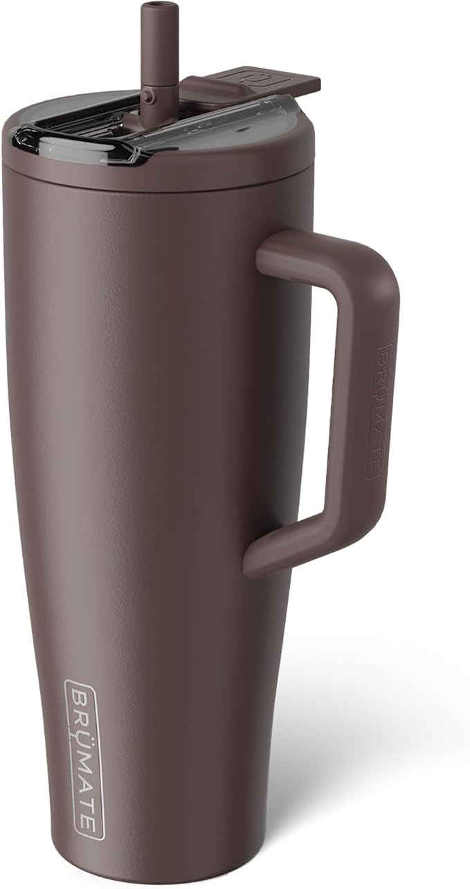 BrüMate Era Flip 40oz Tumbler with 100% Leakproof Covered Straw Lid | Hygienic Covered Straw | Insulated Stainless Steel Water Bottle with Handle | Cup Holder Friendly | BPA-Free (Java)