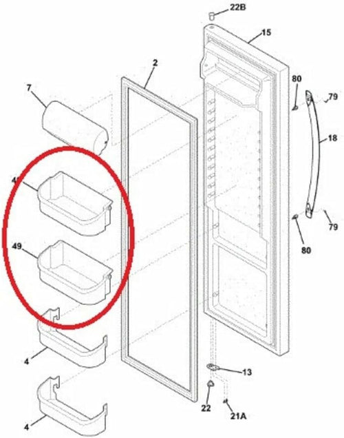 #US Replacement Parts Top Door Bin for Frigidaire DFHS2313MFKA FPHS2399PF2 FGHS2342LF0 PHS37EHSB5 (AikePart#29126-12518)