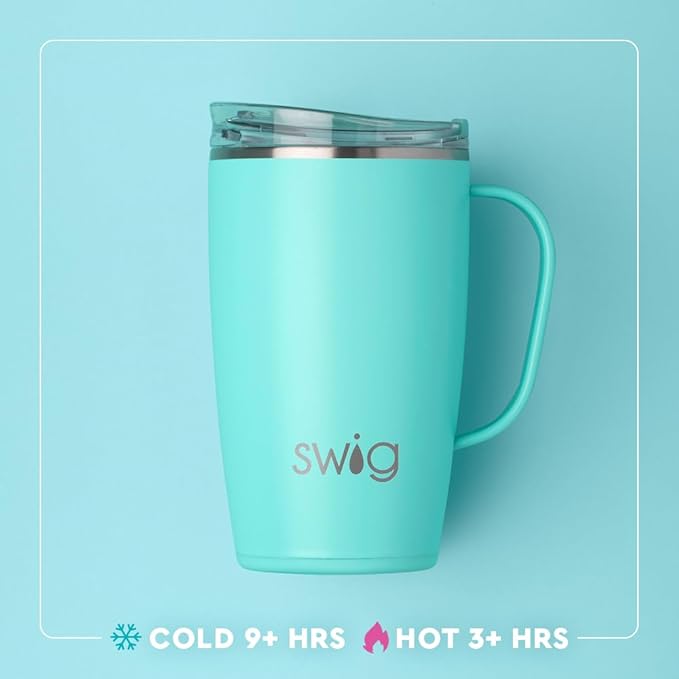 Swig Life 18oz Travel Mug, Insulated Tumbler with Handle and Lid, Travel Coffee Mug, Cup Holder Friendly, Stainless Steel 18 oz Tumbler, Reusable Insulated with Lid (Candy Crush)