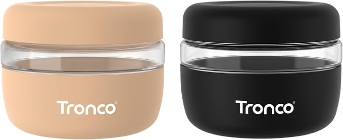 Tronco 16 oz Glass Food Storage & Lunch Bowl Containers with Airtight Lids | Leak & Spill Proof Meal Prep Container & Food Storage Jar for Lunch, Salad, Oats, Soup, BPA-Free, Microwave & Dishwasher Safe