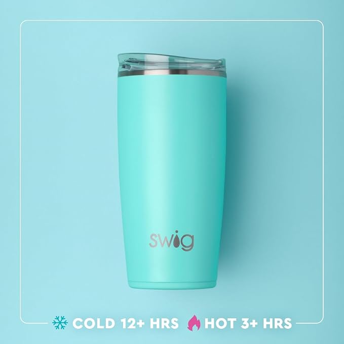 Swig Life 22oz Insulated Tumbler, Travel Coffee Tumbler with Lid, Cup Holder Friendly Travel Coffee Mug, Stainless Steel, 22 oz Tumblers, Reusable Insulated Mug with Lid (Book Club)