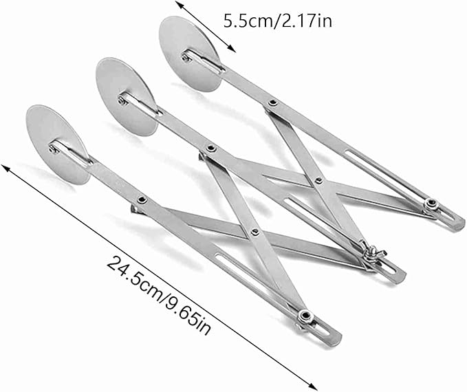 7 Wheel Stainless Steel Pizza Knife Wheel Cutter Adjustable Dough Divider, Silver - Durable Food Grade Material, Even Cutting, Ideal for Baking Pizza and Pastry (3 wheel)