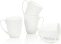 12 Oz White Coffee Mugs Set of 4, Fine Bone China Mugs, White Ceramic Coffee Cups Set, Rhombus Relief Texture, Lightweight Tea Mugs for Latte, Hot Cocoa, Women, Men