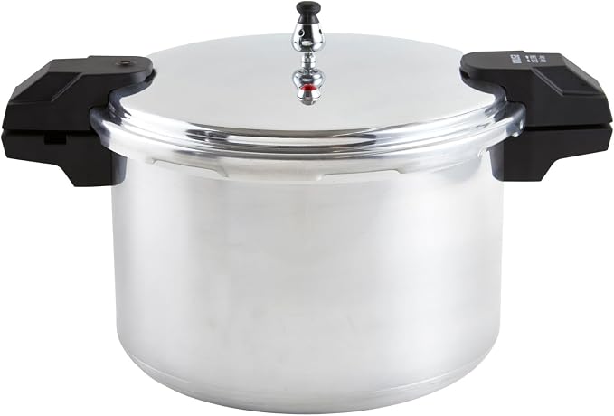 IMUSA USA A417-80807 16Qt Jumbo Stovetop Pressure Cooker with Regulator and Side Handles, Silver