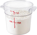Restaurantware Met Lux 1 Quart Food Storage Containers 10 Round Commercial Storage Containers - Lids Sold Separately With Volume Markers Clear Plastic Food Prep Buckets Space-Saving Storage