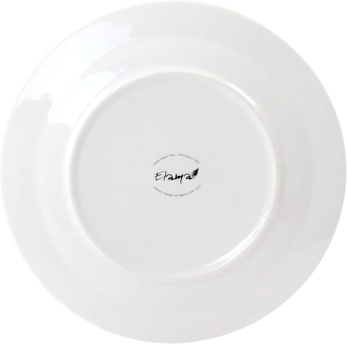 Elama Blue Crush 16 Piece Round Porcelain Dinnerware Set Mandala Paisley