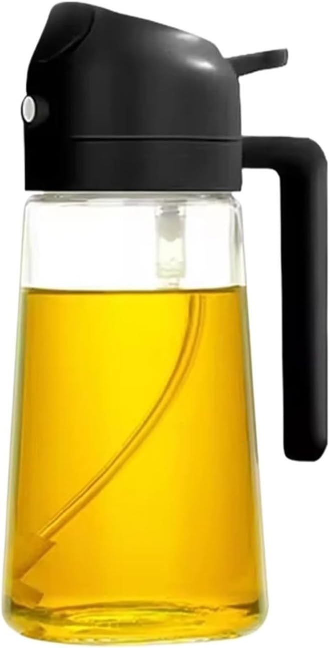 Oil Sprayer, 2-in-1 Sprayer Pourer Oil Empty Bottle Plastic Container Dispenser Vaporizer Kitchen Barbecue Camping Cooking Utensils,for Kitchen, Air Fryer(1Pcs Black)