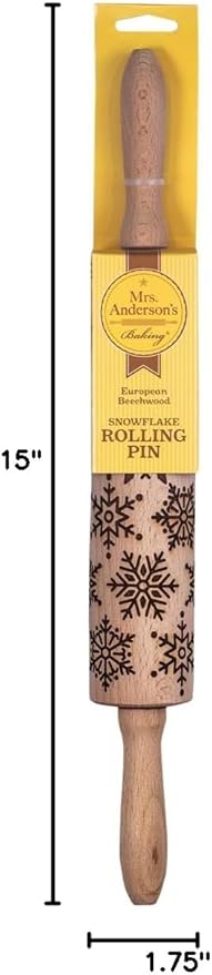 Mrs. Anderson’s Baking Embossing Rolling Pin, Snowflake Design, European Beechwood
