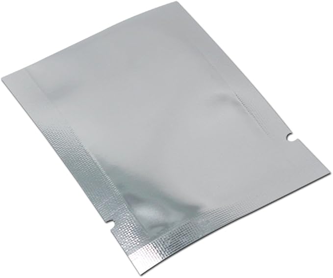 Silver Aluminum Foil Pouch Heat Seal Plastic Open Top Vacuum Packaging Mylar Bag Food Small Sample Mylar Storage (100, 15x22cm (5.9x8.7 inch))
