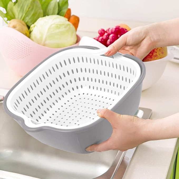 Washing Vegetable Baskets in The Kitchen Fruit Baskets Multi-layer Stackable Vegetable Sinks, Strainer and Washing Fruits and Vegetables Kitchen Colander Set