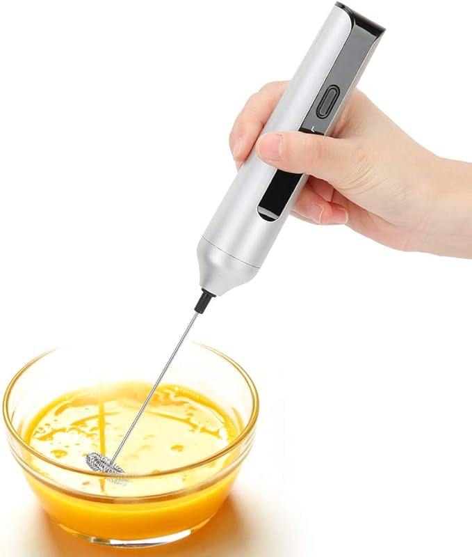 Handheld Electric Eggbeater and Milk Frother, USB Charging, Three-Speed Mixer for Kitchen