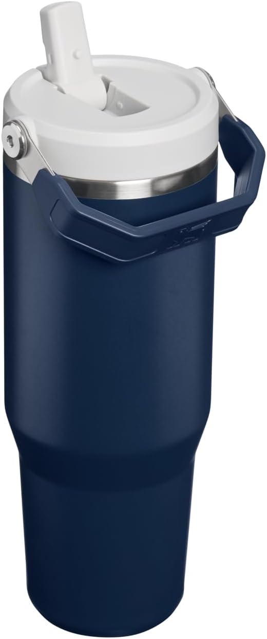 STANLEY IceFlow 2.0 Flip Straw Tumbler with Handle 30 oz | Twist On Lid and Flip Up Straw | Leak Resistant Water Bottle | Insulated Stainless Steel | BPA-Free | Dark Navy