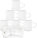 MR.R Sublimation Blanks Dishwasher White Ceramic Coffee Mugs 11oz Blank Ceramic Classic Drinking Cup Mug with Heart Handle For Milk Tea Cola Water, Set of 6…