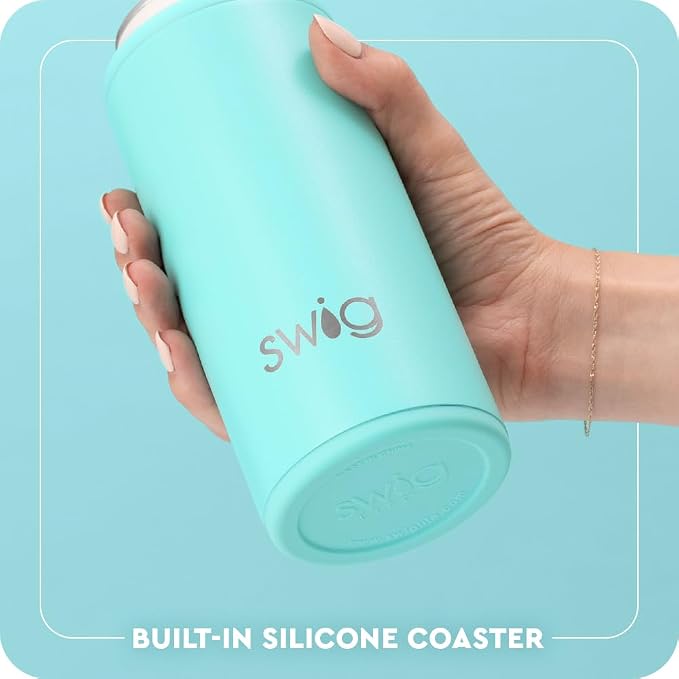 Swig Life Skinny Can Cooler, 12oz Insulated Slim Can Holder, Stainless Steel Cans Cooler, Covers for Tall Beer Bottles, Beach Accessories for Women (Oh My Stars)
