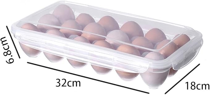 TOWINE Food Storage Containers Egg Preservation Box Refrigerator Egg Storage Box Home Preservation Storage Box Kitchen Multi-Grid Portable Egg Box (Color : Clear, Size : B)