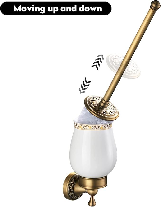 Leyden Antique Brass Toilet Brush Holder,Shower Soap Dish Antique Brass Soap Dispenser,Wall Mounted