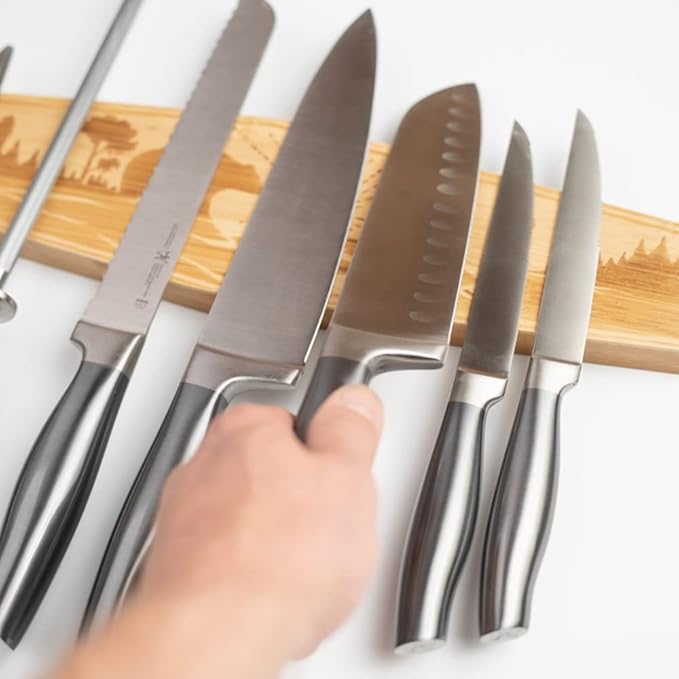 16" Premium Mangetic Knife Holder for Wall - Strong Heavy-Duty Engraved Magnet for Knives - Wall or Refrigerator Kitchen Magnetic Knife Stripe - Designed in U.S. (Bear)