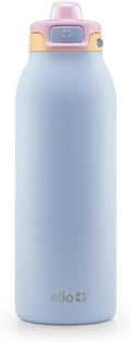 Ello Pop & Fill 40oz Stainless Steel Water Bottle with Quick Fill Technology, Double Walled and Vacuum Insulated Metal, Leak Proof Locking Lid, Sip and Chug, Reusable, BPA Free, Coastal Sunrise