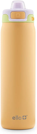 Ello Pop & Fill 22oz Stainless Steel Water Bottle with Quick Fill Technology, Double Walled and Vacuum Insulated Metal, Leak Proof Locking Lid, Sip and Chug, Reusable, BPA Free, Sunset Meadow