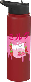 Retro 90s Japanese Kawaii Strawberry Milk Shake Carton Funny Stainless Steel Insulated Water Bottle