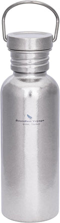 Boundless Voyage Titanium Water Bottle with Lid Wide Mouth Leak-Proof Reusable Sport Drinking Bottle for Camping Hiking Picnic Climbing Running Tea Coffee (600ml-glossy)