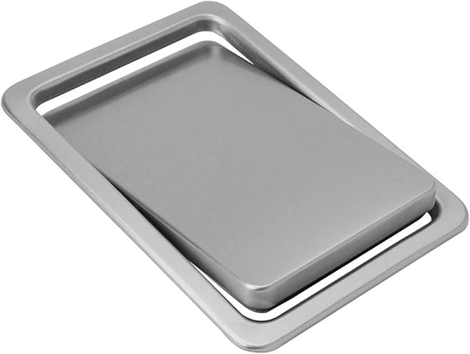 Flap Trash Bin Lid Embedded Countertop Built-in Garbage Can Square Swing Cover Stainless Steel Balance Flap Cover, for Kitchen Bedroom Workbench Office Desk,-Black,Silver,Silver