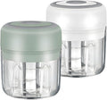 Green & White - Mini Electric Food Processor and Garlic Chopper - 250ML, USB Charging, 3 Blades - Perfect for Chopping Vegetable, Pepper, Onion, Garlic, Ginger, Spice, Meat, Baby Food, & More (Bundle)