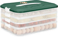 Food Storage Containers with Lids, Plastic Cookie Storage Containers Airtight, 4-Layer Stackable Food Containers Dumpling Storage Box, Green