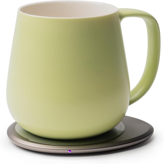Ui+ Self-Heating Mug Set – Verde Green | 18 fl oz / 532 mL Ceramic Coffee & Tea Mug Set with Heating Pad
