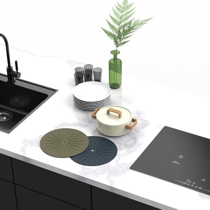 Induction Cooktop Protector 10" (26cm), Induction Cooktop Mat - Silicone Fiberglass Scratch Protector - for Induction (Magnetic) Stove - Non Slip Pad to Prevent Pots from Sliding (Green)