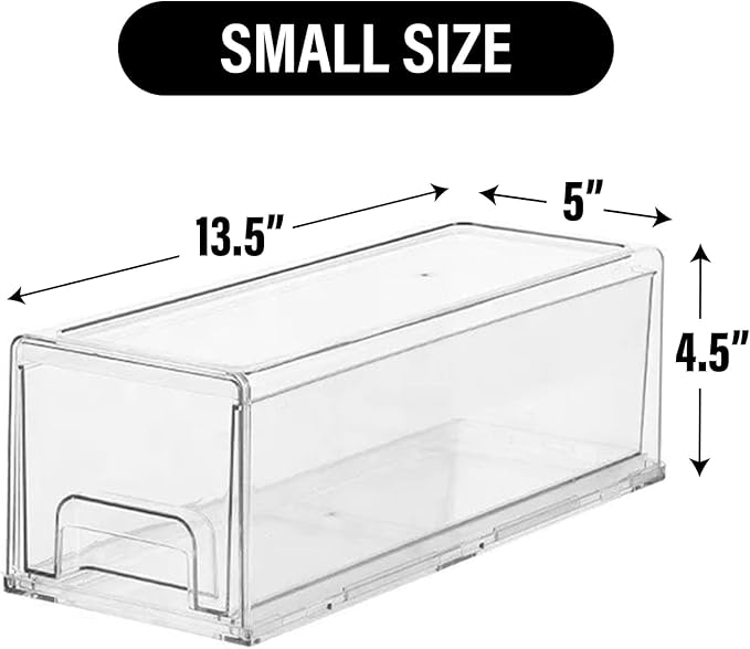 Clear Plastic Stackable Storage Drawers Bins, Perfect for Kitchen Pantry Organization and Storage, Under Sink Organizer, Pull Out Cabinet Organizer, Makeup, Bathroom Storage Containers for Organizing