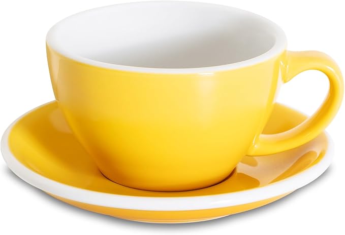 Loveramics 2 Set x 10 oz Latte Art Cup and Saucer (Teal + Yellow)