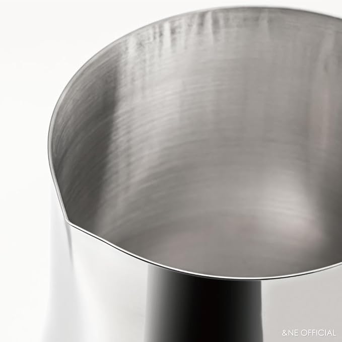 &NE Nikii Cafe Milk Jug, Stainless Steel, 8.5 fl oz (250 ml), Whipper, Latte Art, Latte Macchiato, Coffee, Foam Milk, Milk Form, Coffee Latte Art, Silver, Milk Whisk Jug NAS-354