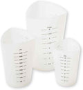 Tablecraft Flexible Measuring Cups, Silicone, Set of 3, Includes: 1, 2 & 4 Cups, White