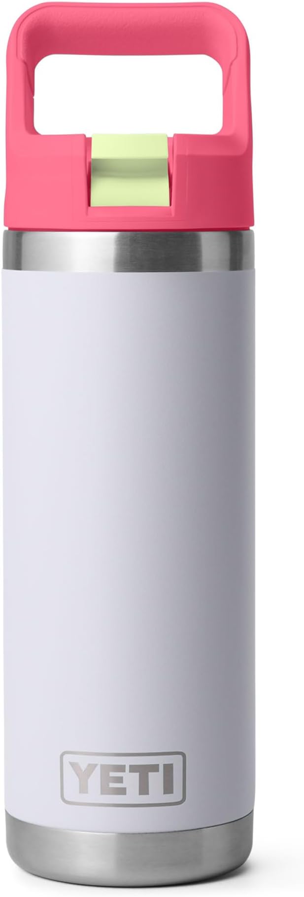 YETI Rambler 18 oz Bottle, Vacuum Insulated, Stainless Steel with Color Matching Straw Cap, Mist/Pink/Grasshopper